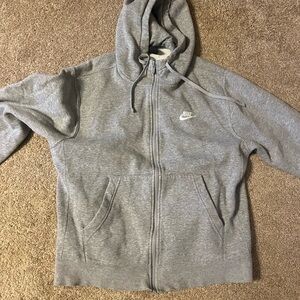 Mens grey nike zip up hoodie